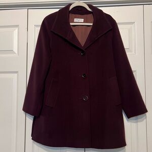 Cinzia Rocca Pure Virgin Wool Plum Swing Coat Italian Luxury IT 42 US 6